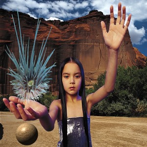 The image of "Witch Girl" holding the "Electronic Brain", which are two iconic images that would recur throughout FSOL's work. Part of this image was used for the cover art of Lifeforms.